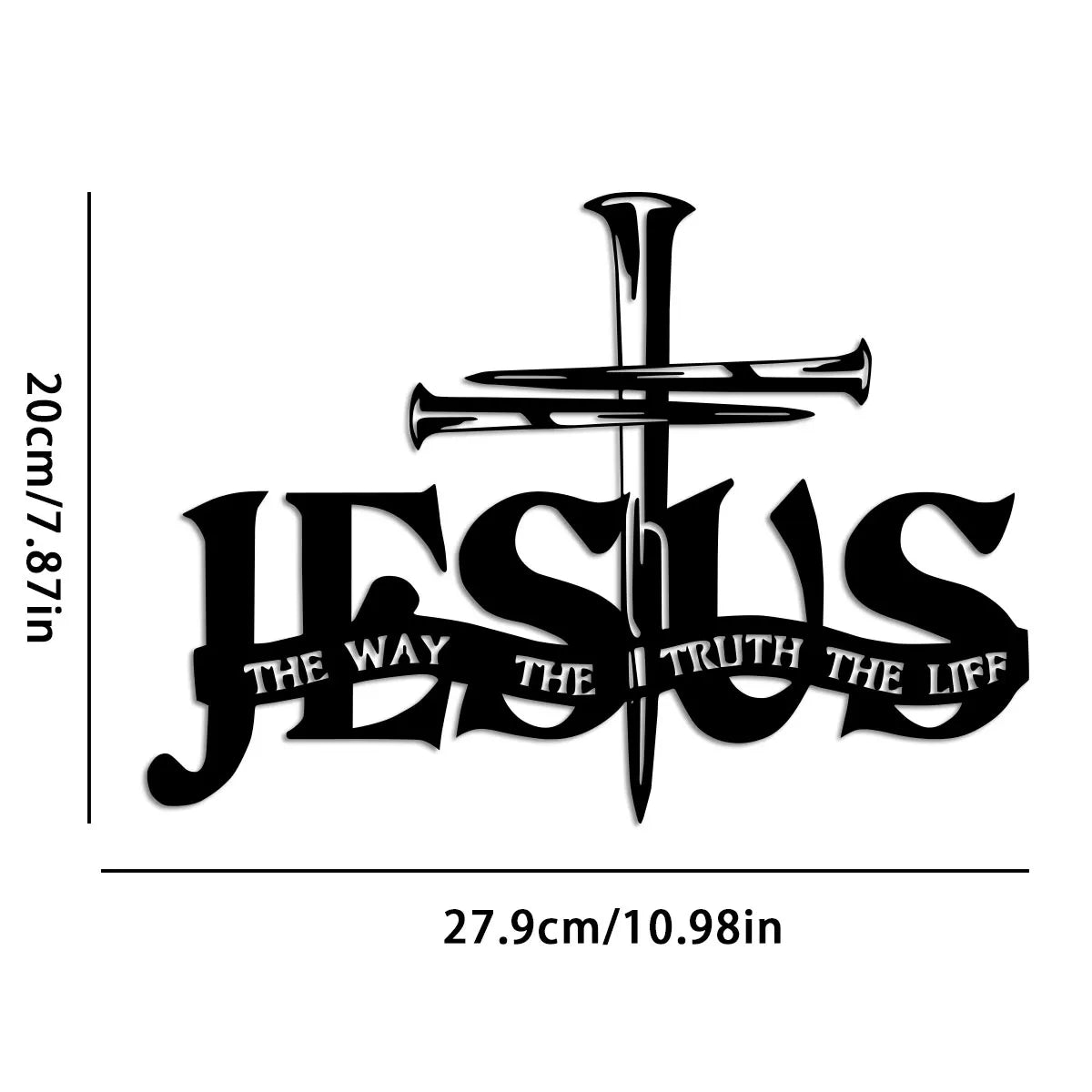 Jesus Metal Wall Decor - Elegant Black Cross with Praying Hands & JESUS Lettering -  Christian Church, Home, Office Decoration
